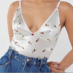 Urban outfitters rose bodysuit silk material